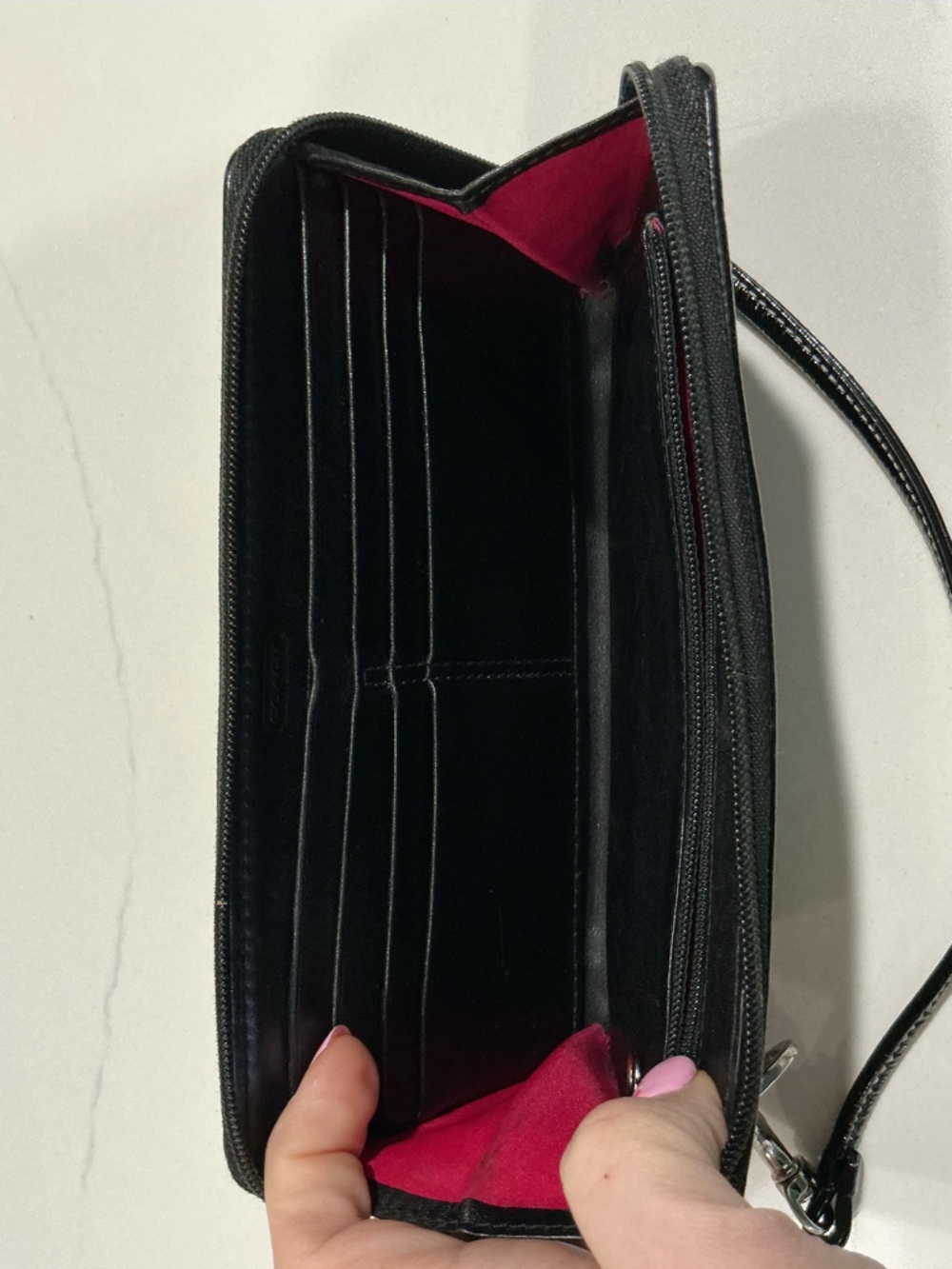 Coach Black Signature Jacquard Wristlet Wallet - Picture 3 of 6